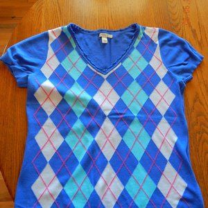 Short sleeve argyle sweater